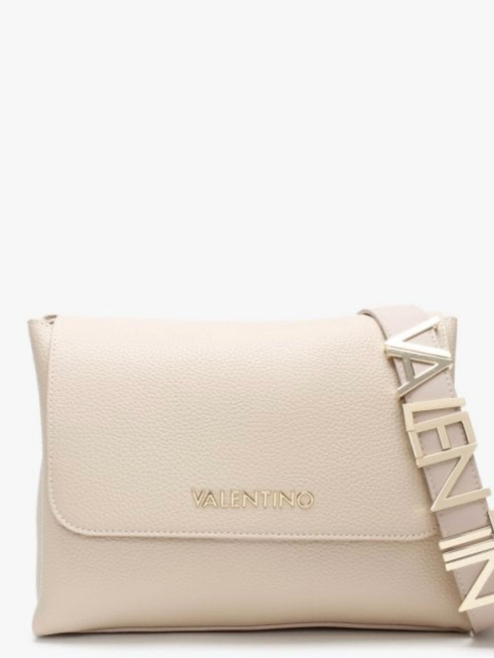 Mario Valentino Spa Cream Leather Crossbody with Logo Strap